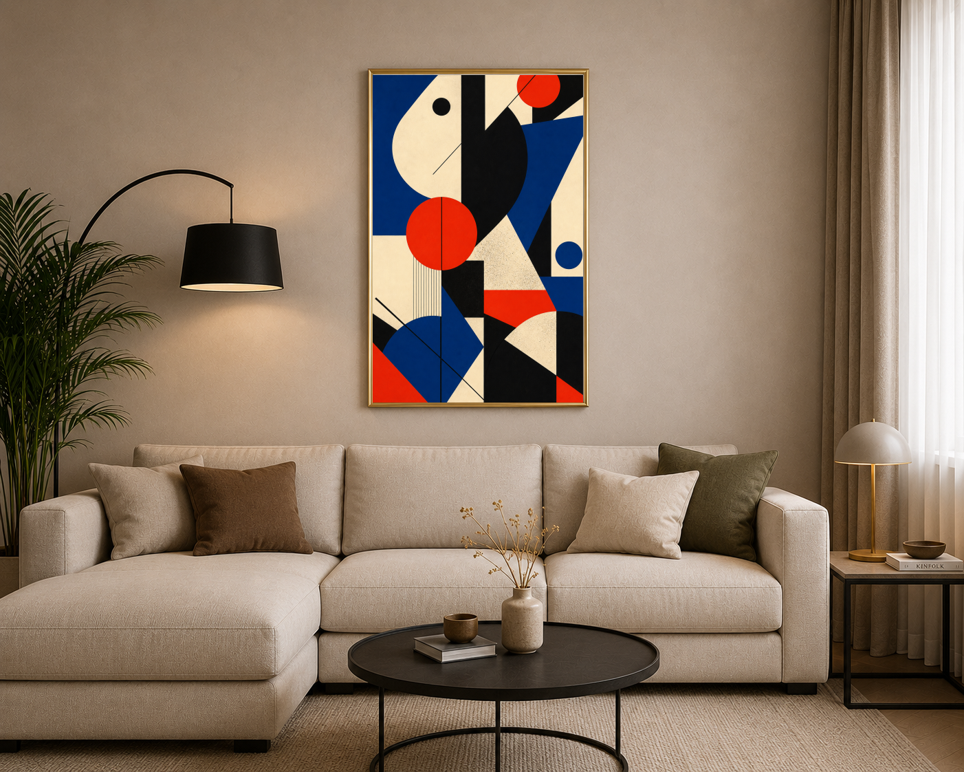 Kırmızı Mavi Geometrik Formlar Posteri
