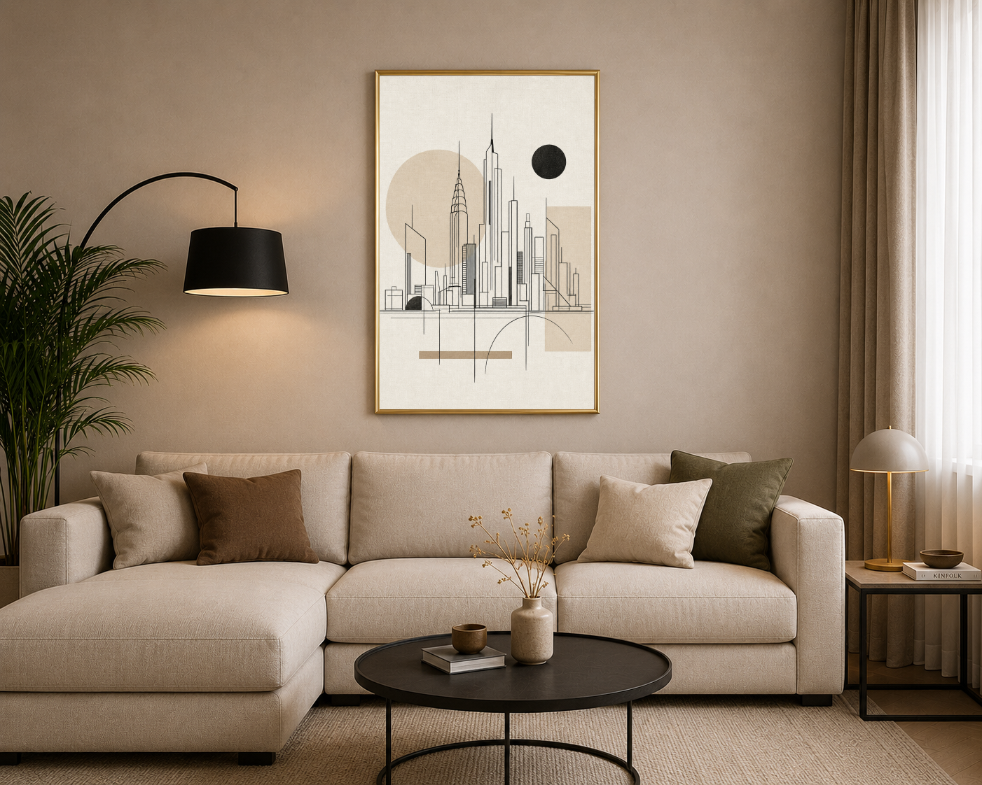 Minimal Geometrik Şehir Silüeti Posteri