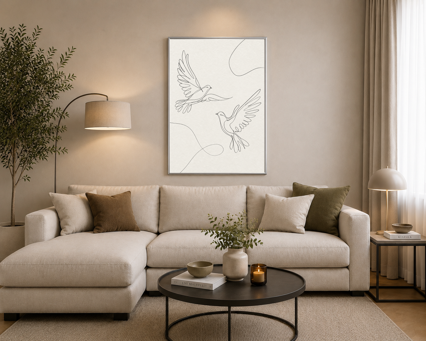 Two flying birds