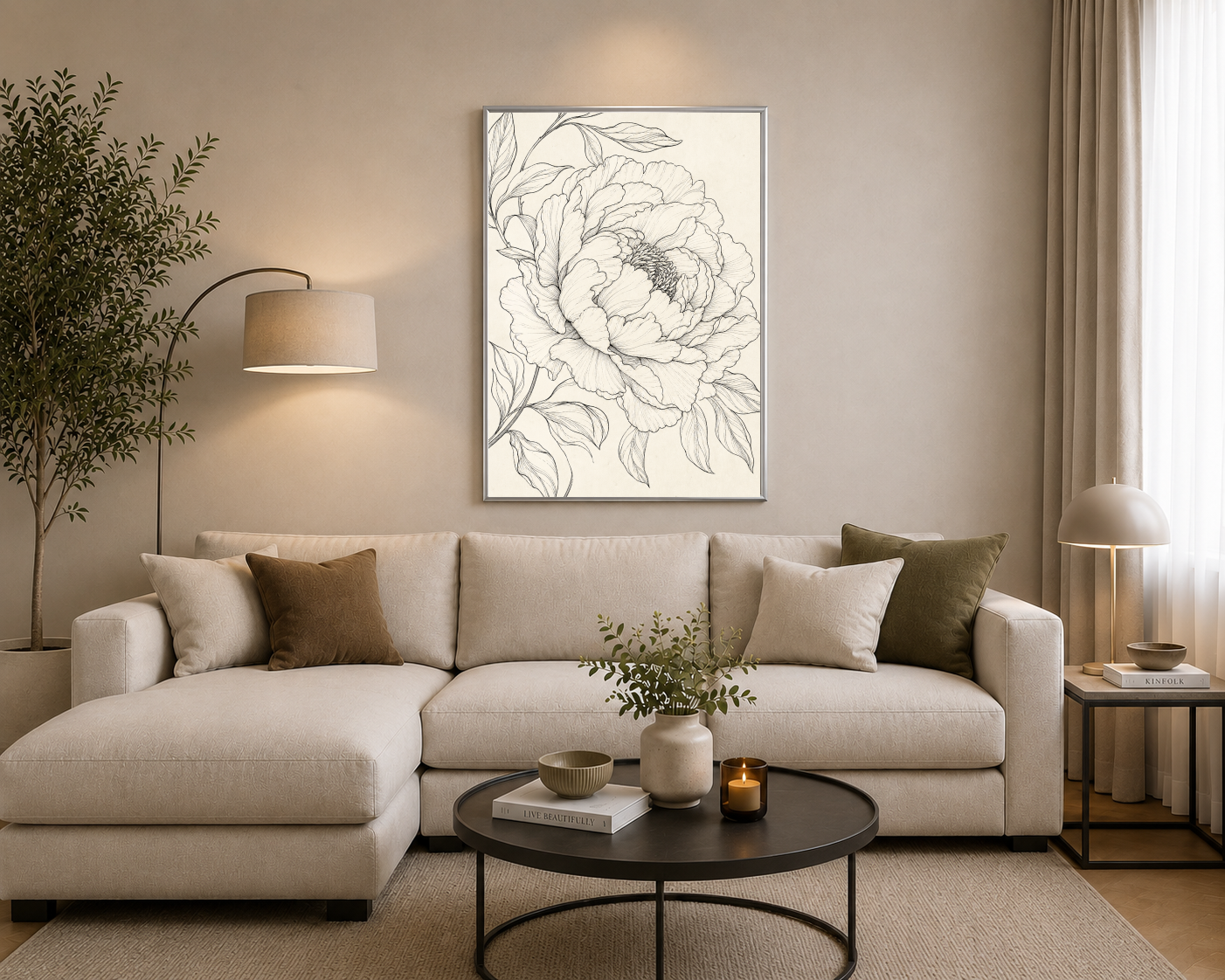 Detaylı Şakayık Çizimi Posteri