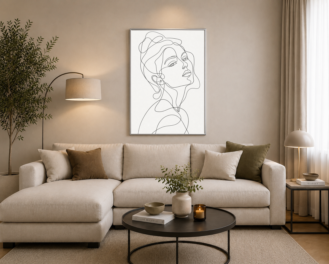 Minimal Kadın Yüzü Line Art Poster