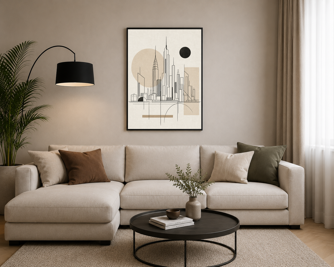 Minimal Geometrik Şehir Silüeti Posteri