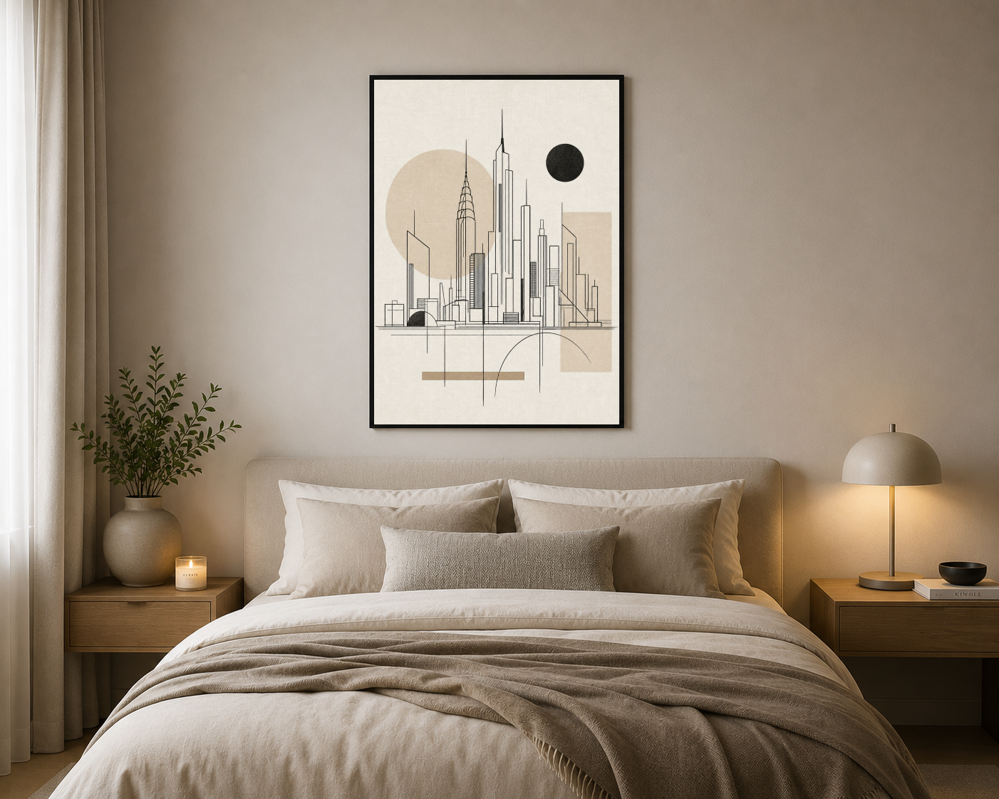 Minimal Geometrik Şehir Silüeti Posteri