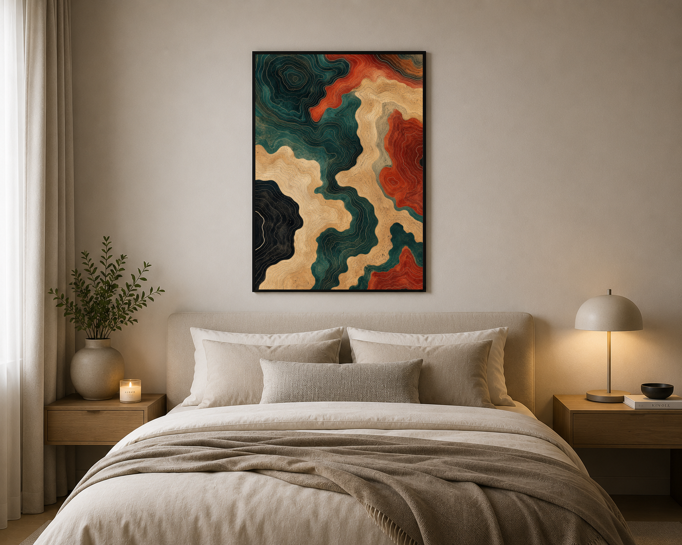 Topografik Kontur Çizgileri Soyut Posteri