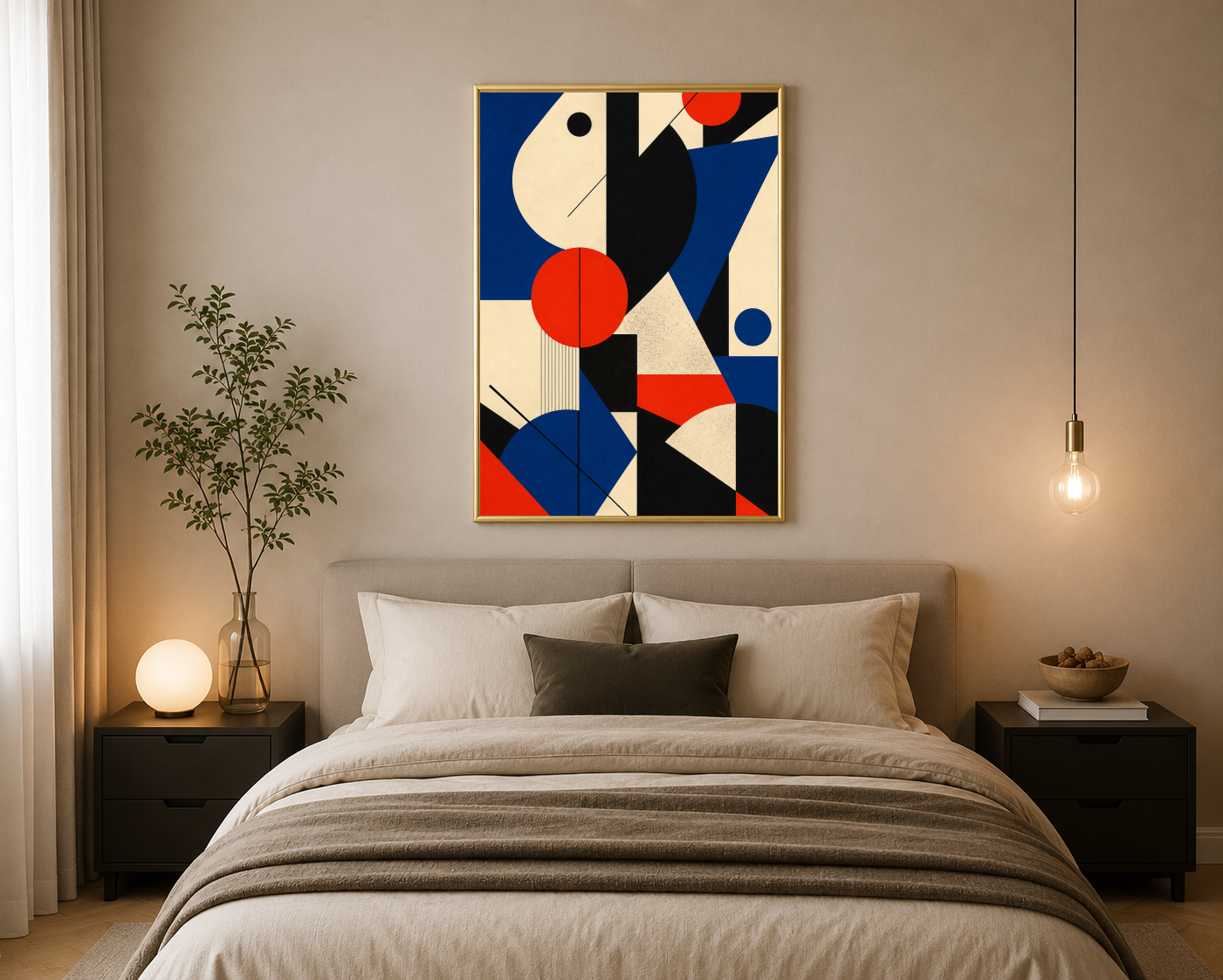 Kırmızı Mavi Geometrik Formlar Posteri