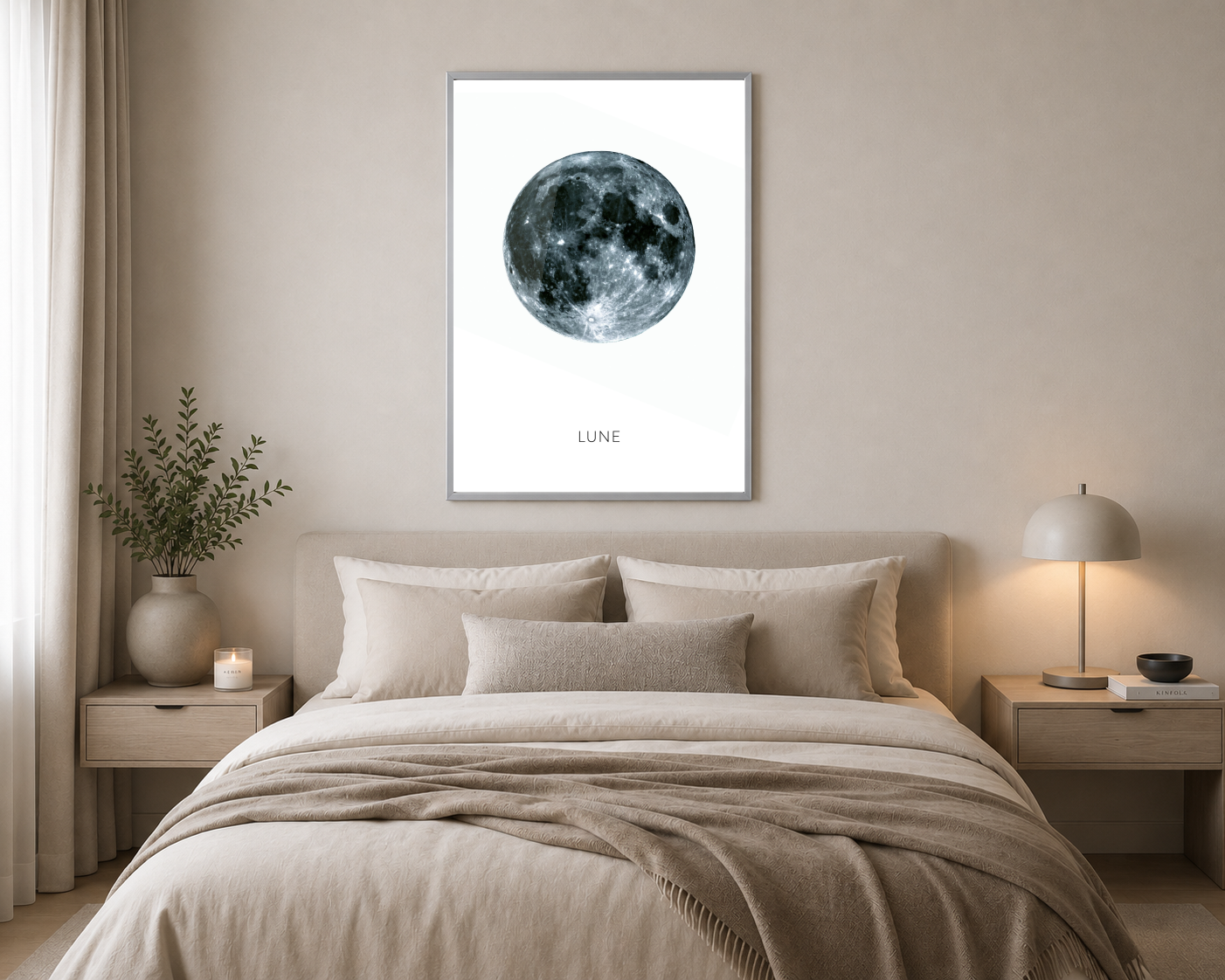 Gri Dolunay Yüzeyi Fotoğraf Posteri