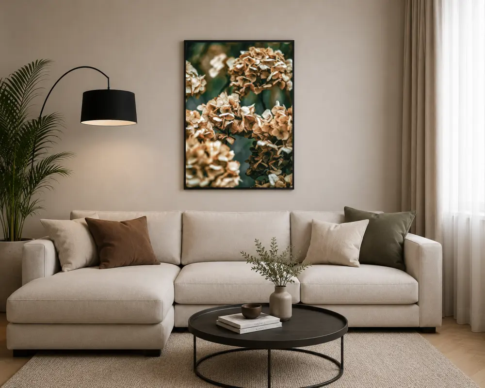 Kahverengi Kurumuş Ortanca Fotoğrafı Botanik Posteri
