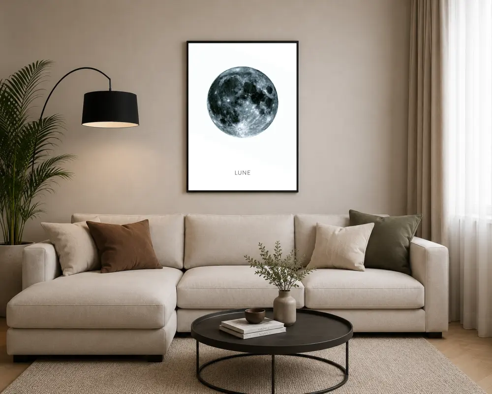 Gri Dolunay Yüzeyi Fotoğraf Posteri