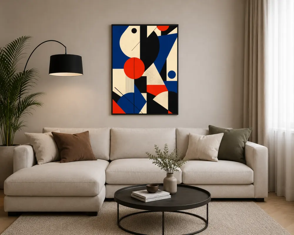 Kırmızı Mavi Geometrik Formlar Posteri