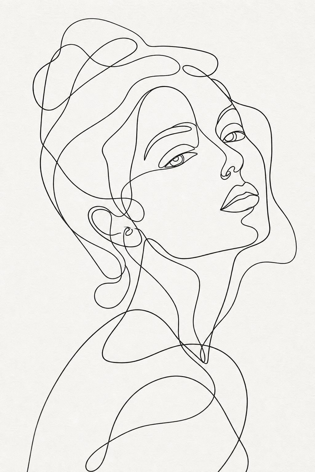 Minimal Kadın Yüzü Line Art Poster